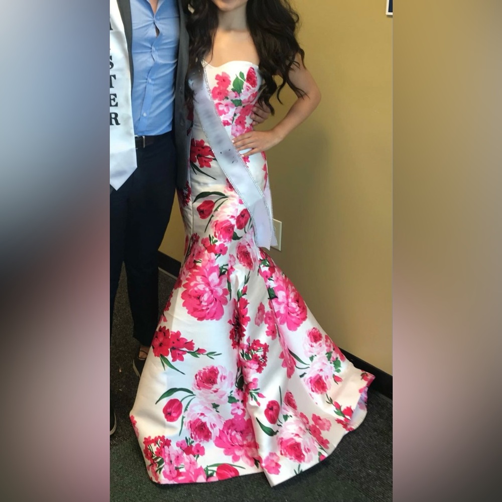 Mermaid floral gown prom dress